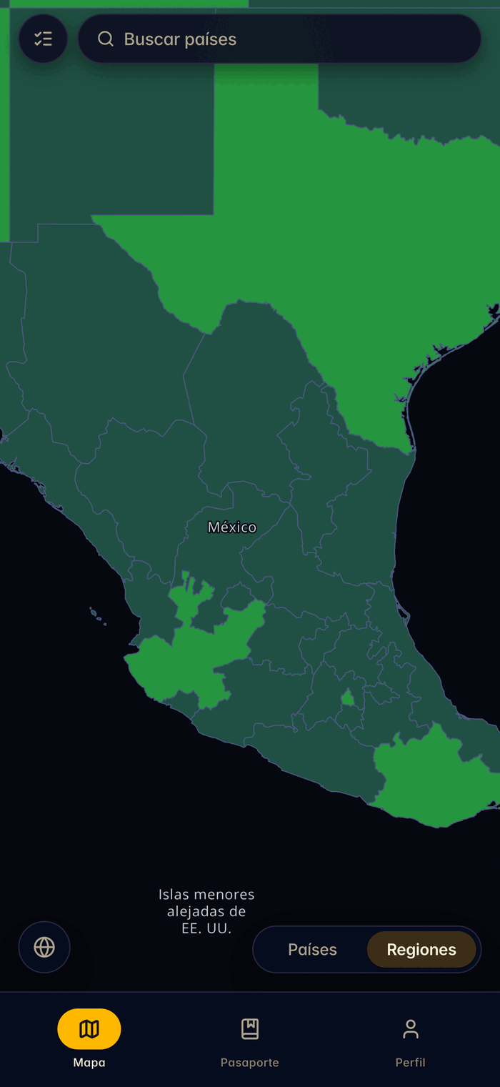 Vista de regiones de been adentrándose en un país
