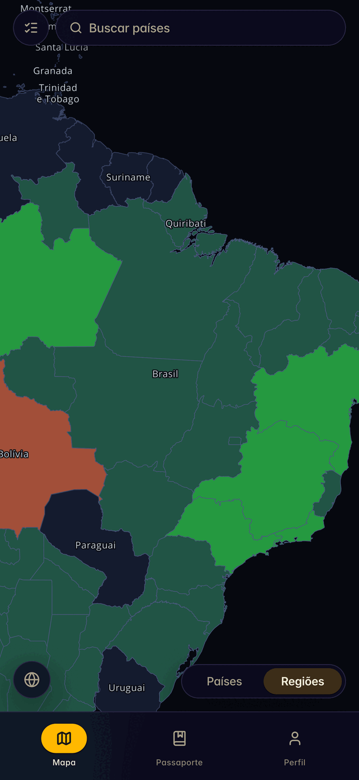 Visualização de regiões do been explorando um país