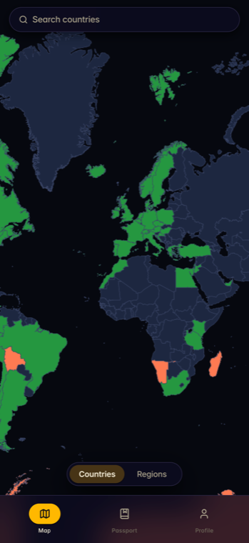 been world map with visited countries highlighted